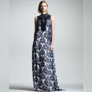 A.L.C. Lee Kaleidoscope Japanese Silk Maxi Dress – Blue & White, Size M